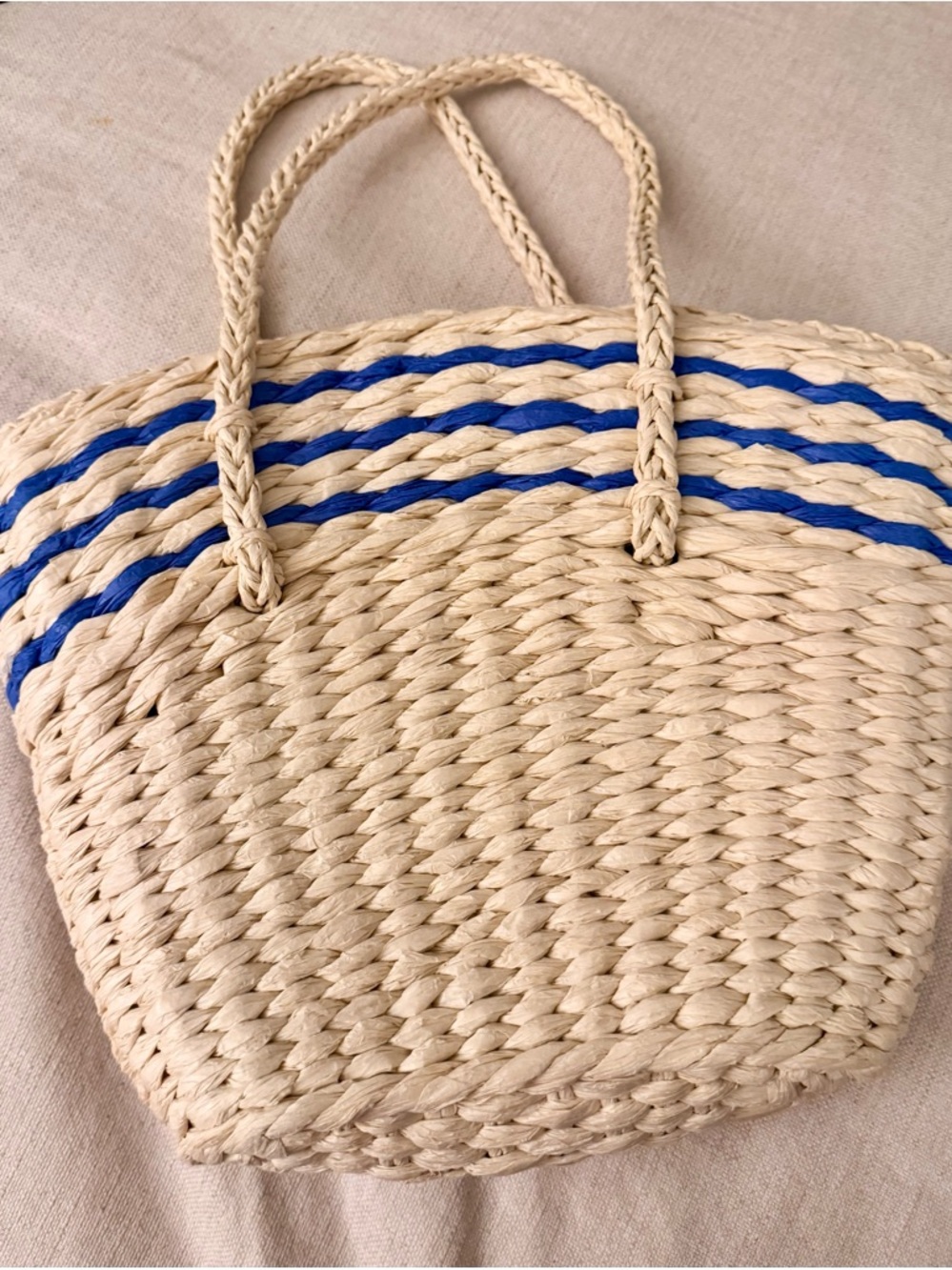 Ciao Bella Straw Woven Mini Tote / Purse 🌊 Pink & Blue Tassel Summer Bag - Picture 4 of 5